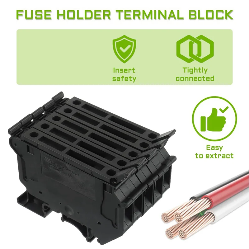 

A03F-UK5-HESI UK5RD Without LED DIN Rail Fuse Terminal Base Disconnect Terminal Block Screw Clip (Pack Of 20Pcs,Black)