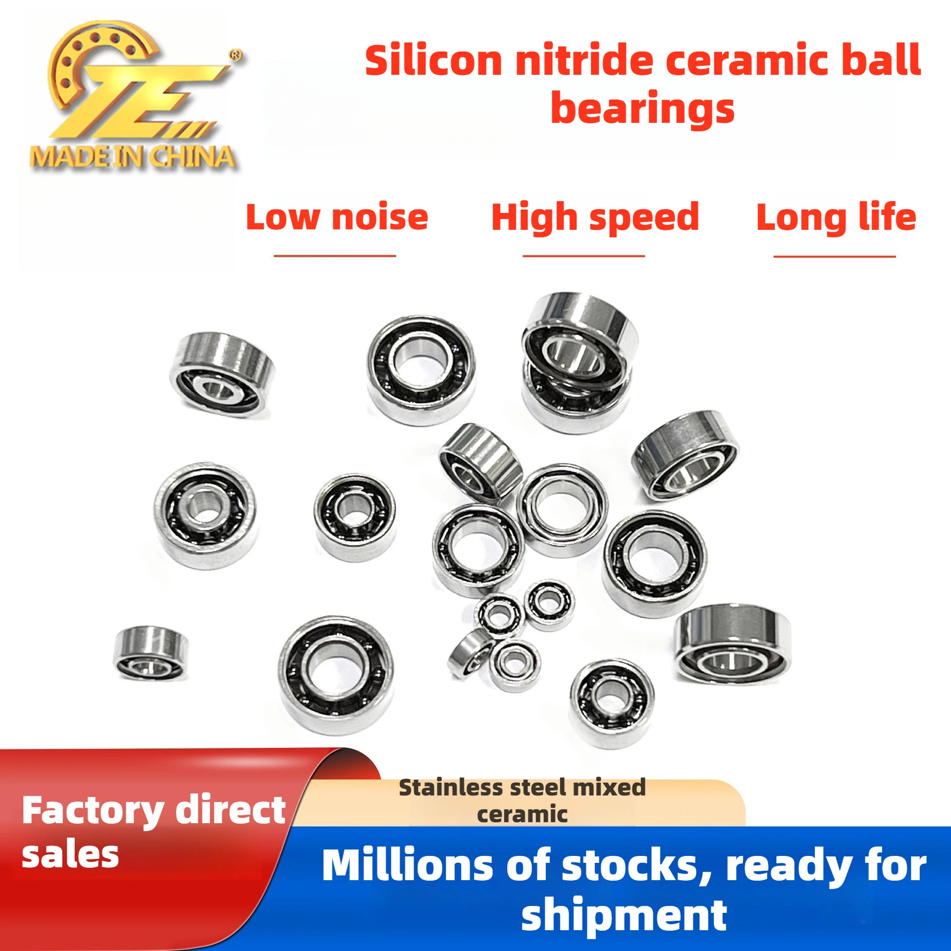 Spot direct supply silicon nitride ceramic ball bearing MR52 open MR63 stainless steel hybrid ceramic fishing gear bearing