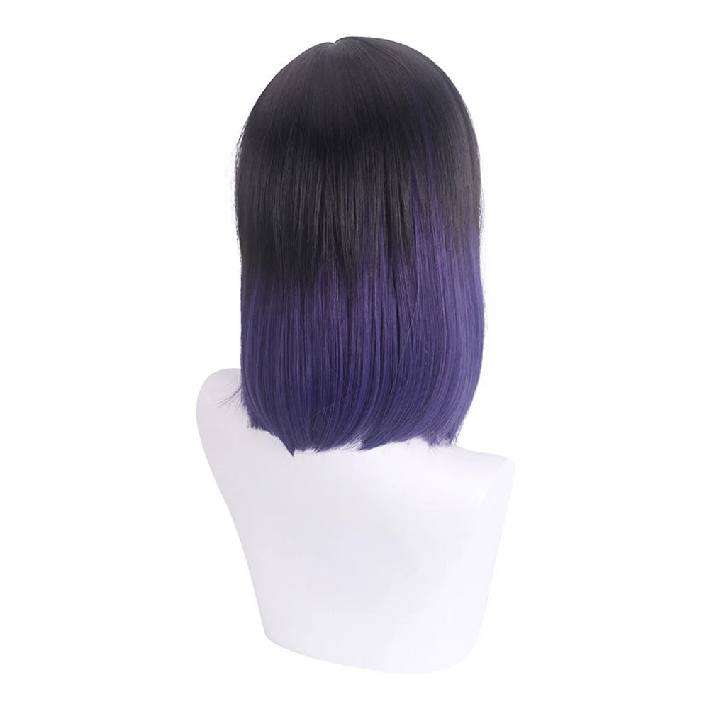 RANYU Genshin Impact Yelan Wigs Synthetic Short Straight Blue Purple Gradient Game Cosplay Hair Heat Resistant Wig for Party