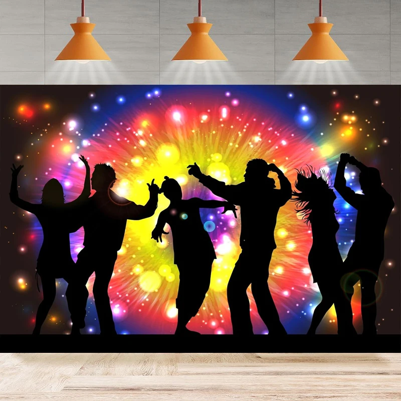 Photography Backdrop Back To 70s 80s 90s Disco Dancing Night Fever Dancers Let's Glow Crazy Background Home Party Backdrop Wall