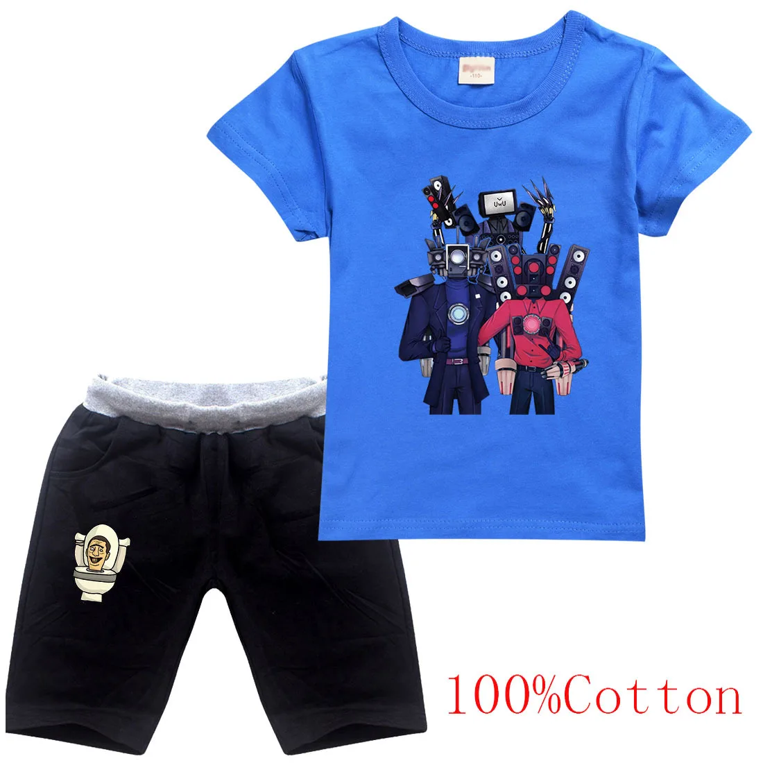 

2023 Summer Horror Game Skibidi Toilet Clothes Sets Kids Cartoon T-shirts Shorts Two-piece Set Baby Boys Tracksuit Girls Outfits