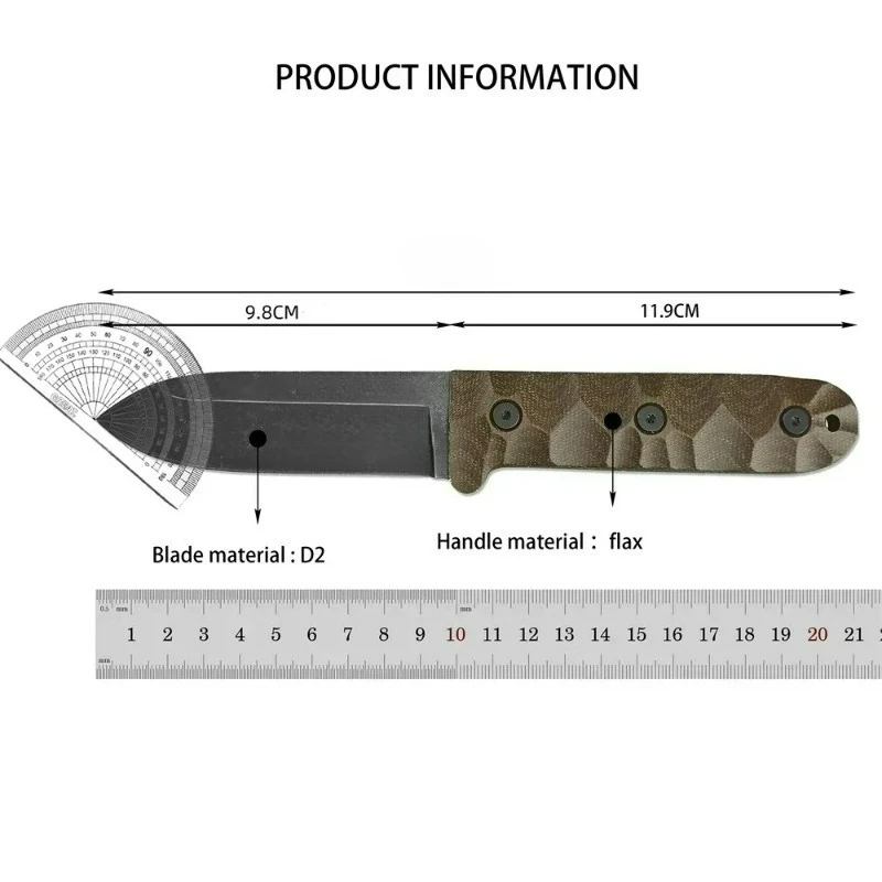 esee Daily Carry Coltello dritto ad alta durezza Acciaio D2, Coltello da tasca portatile EDC da campeggio all'aperto Pratico coltello da taglio