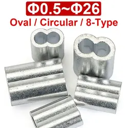 10-50Pcs 8-Shape M1 to M12 Crimp Sleeve Fixing Clip Hardware Cable Clip Aluminum Double Hole Wire Ferrules Steel Wire Rope