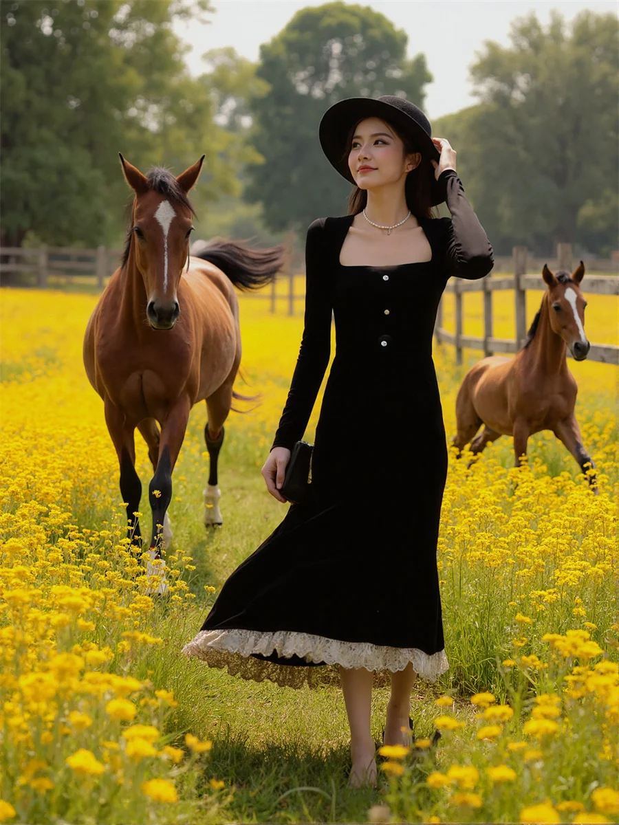 Vestido feminino y2k vintage franzido meados de bezerro senhora do escritório retalhos tornozelo comprimento tridimensional amarrado tie-dye em camadas tie-up apertado