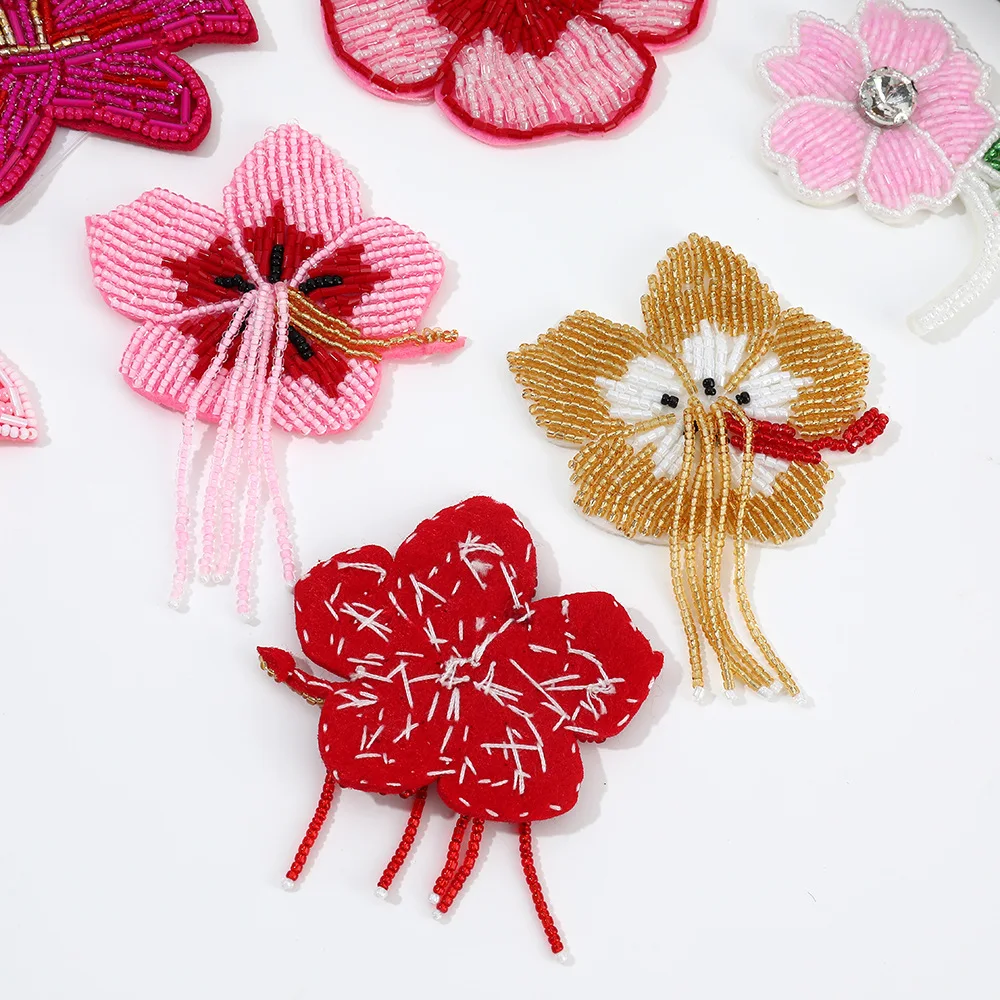 Beaded Embroidered Flower Brooch Starfish Applique DIY Decoration Accessory Sewing Craft Ornament for Bag Hat Clothes