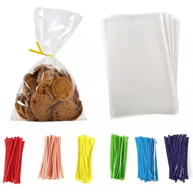 Sac fourre-tout en Cellophane, sac ouvert supérieur Transparent grands biscuits de bonbons emballage cadeau pochette transparente en plastique