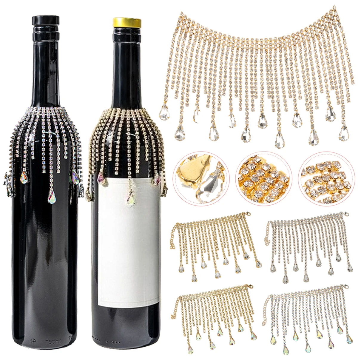 

2026 Wedding Engagement Table Decoration Crystal Wine Bottle Pendant Metal Glossy Table Decoration Wine Bottle Tassel navidad