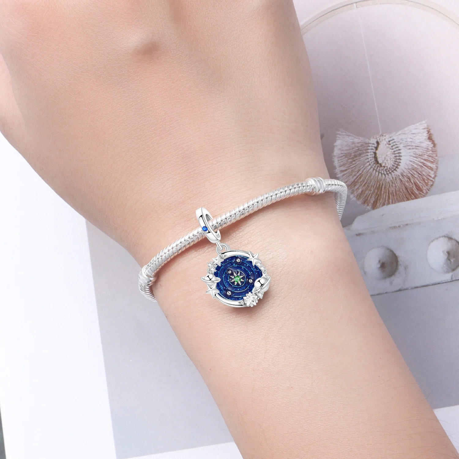 PANPOKI 925 فضة حالمة الكون ستار المعلقات الأصلية سوار حُليات المجوهرات الخرز الحفلات لتقوم بها بنفسك الهدايا العصرية