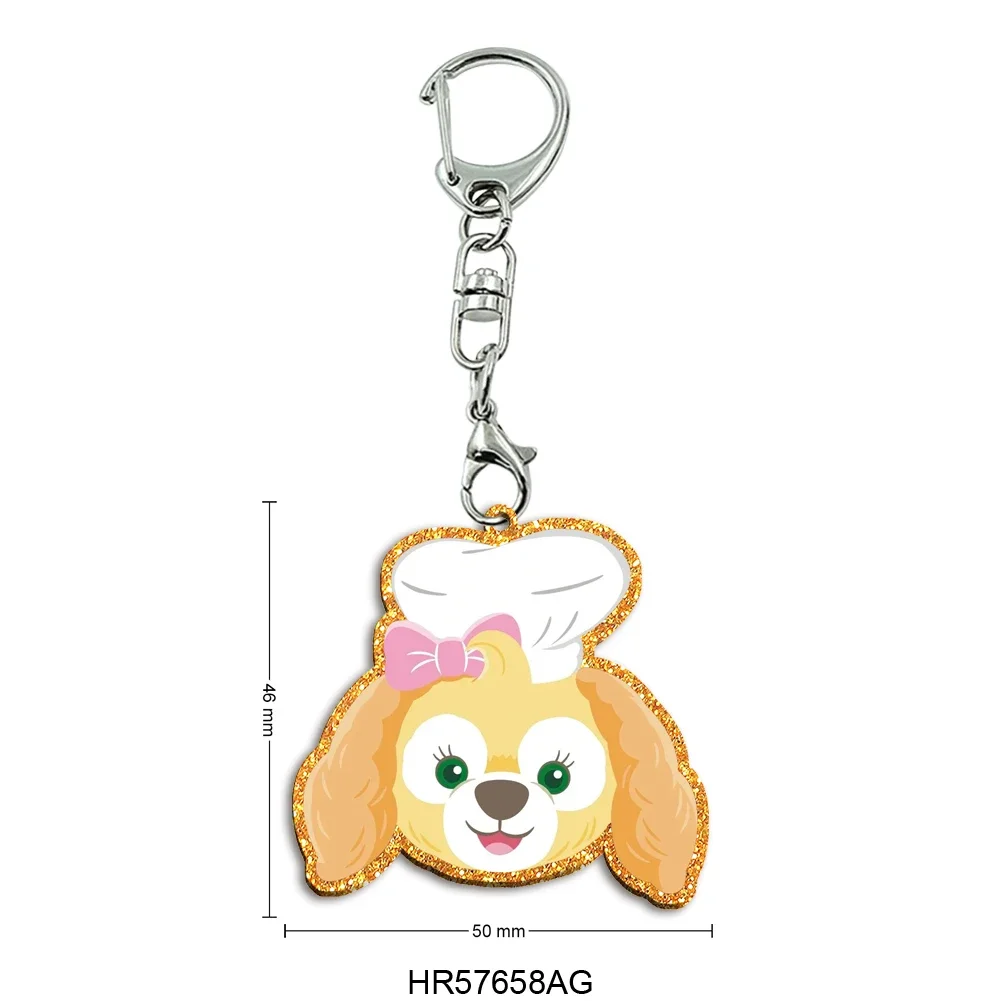 Disney Duffy Bear Chunky Glitter Portachiavi in acrilico Ciondolo per cartoni animati Foto Flash Charms Stampa Portachiavi olografici con personalità