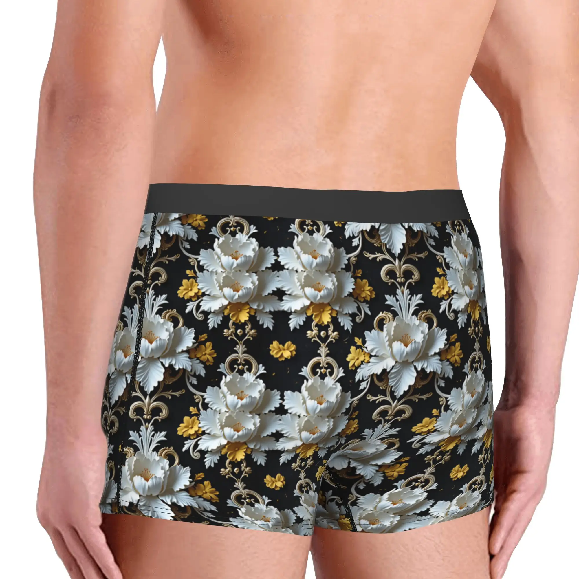 Fashion Trend 3D Flowers Boxer Shorts For Men 3D Printed Luxury High 3D Floral Underwear Panties Briefs Breathable Underpants