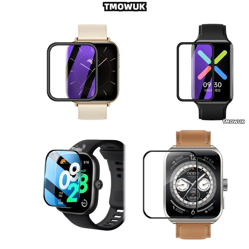 

For OPPO Watch 2 3 4 Pro SE Free Band 2 42mm 46mm Water-Repellent PMMA Film, 3D Curved Edge.