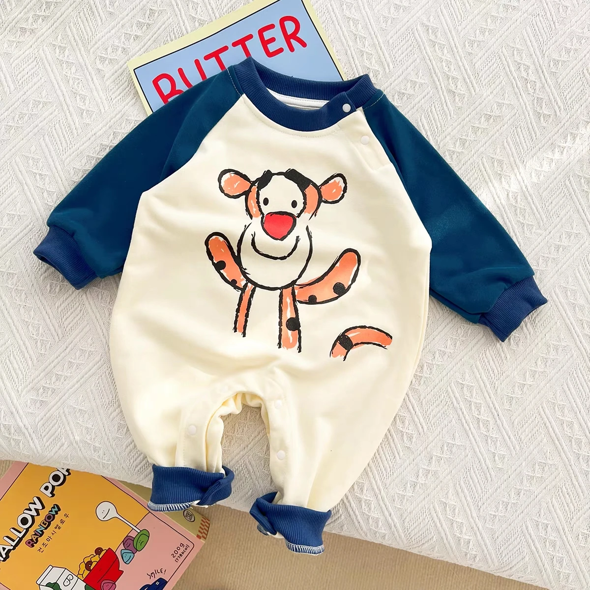 Spring/autumn Clothes Disney Cartoon Newborn Jumpsuit Long Sleeve One-piece Sleepwear Toddler Costume Cotton Infant Bodysuits