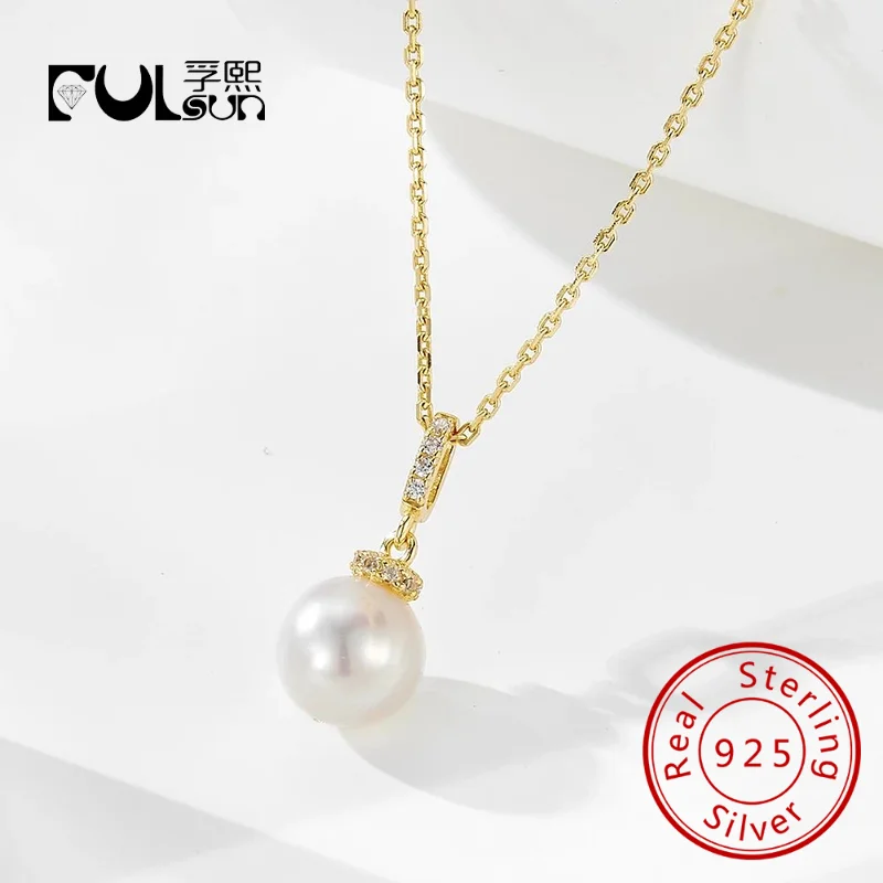 

Жемчужный кулон для матери, стерлинговое серебро 925 пробы, позолоченное ожерелье 14 карат для женщин, свадебное ожерелье