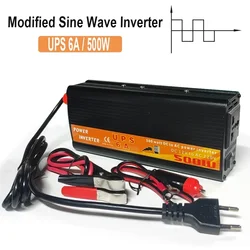 SUYEEGO UPS Backup 500W Power Inverter DC 12V To AC 220V Rechargeable Modified Wave Inverter with Battery Charger for Home Car