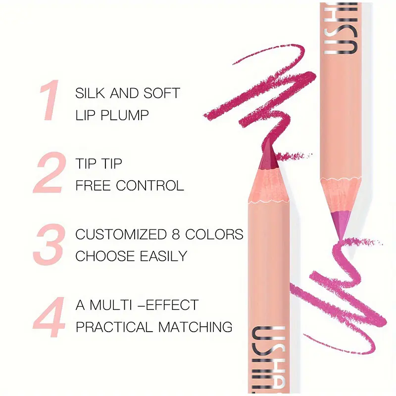 8-kleuren waterdichte lipliner potlood langdurige natuurlijke lipliner pen rode contour tint sexy donkerrood roze mat lippenstift potlood