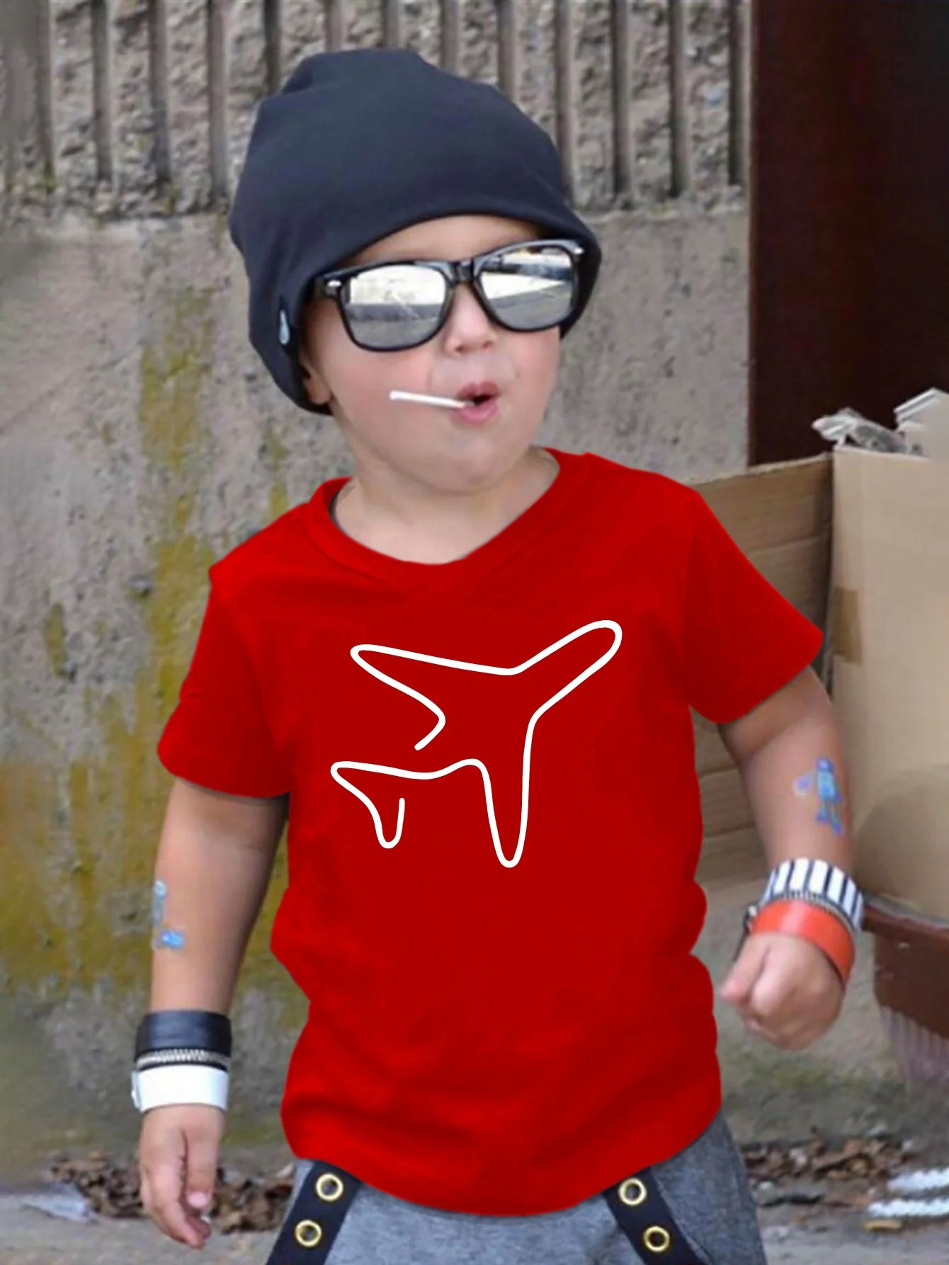 Minimalist Airplane Line Graphic Kids T Shirt Boys Girls Travel Theme Short Sleeve Tee Family Matching Children Daily Outfit Top