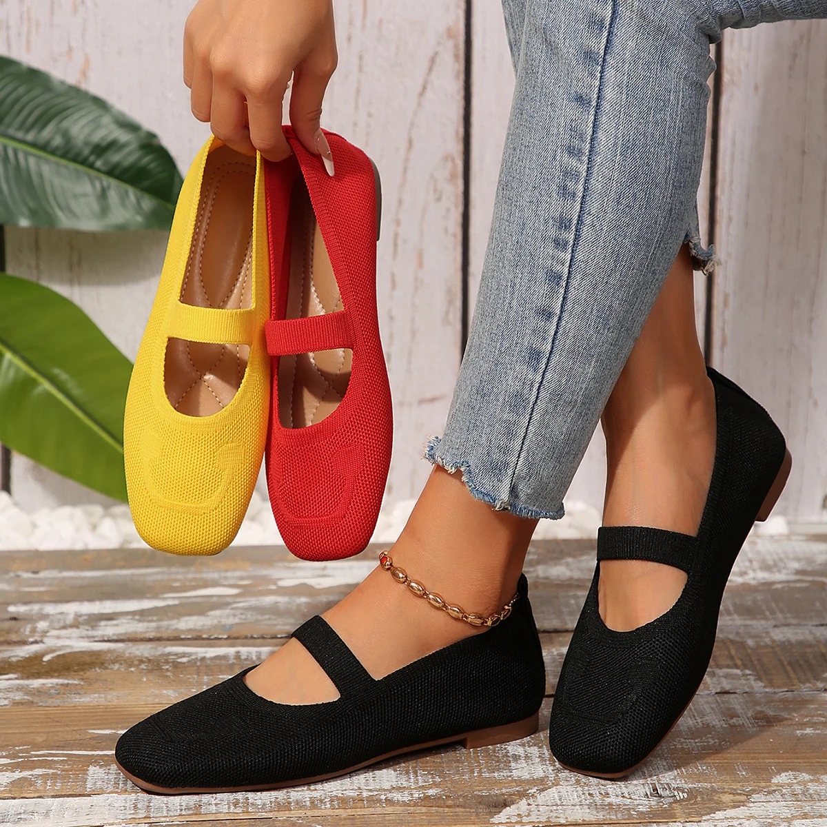 Women Flats Summer Trend Knitted Flat Shoes for Women Breathable Soft Loafers Lightweight Slip on Casual Shoes Zapatos De Mujer