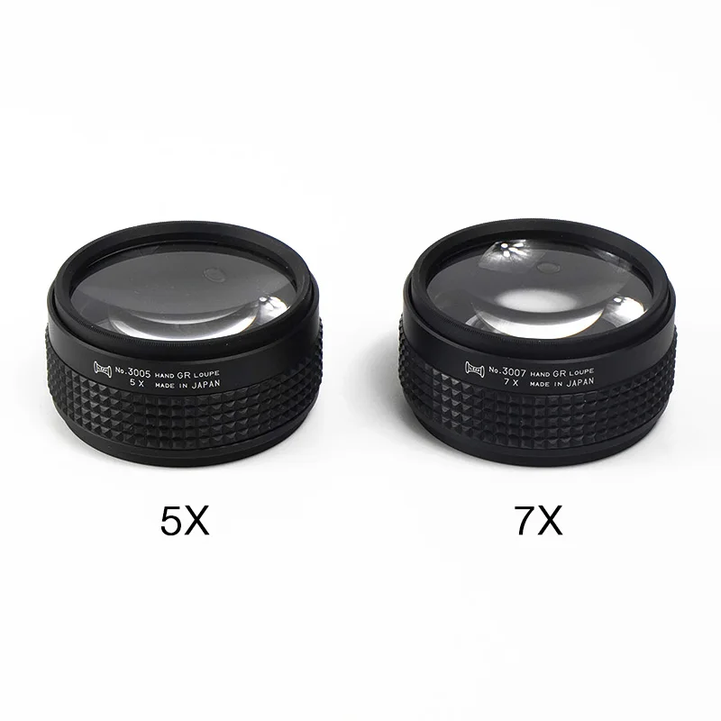 Alfa Mirage Hand Grip Loupe Japanese 53.5mm Glass Lens 5x 7x Magnification Non-Slip Rubber Grip for Quality Control & Inspection