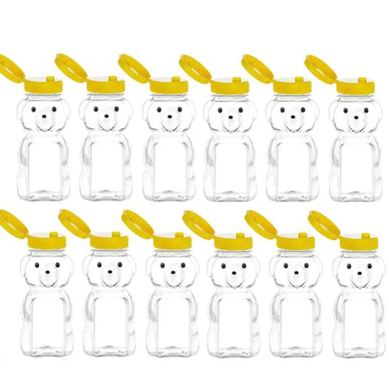 10 Pcs 240ml Plastic Squeeze Condiment Bottles Bear Shape Honey Sauce Mustard Jam Dispenser Honey Bottle Extrusion Bottle