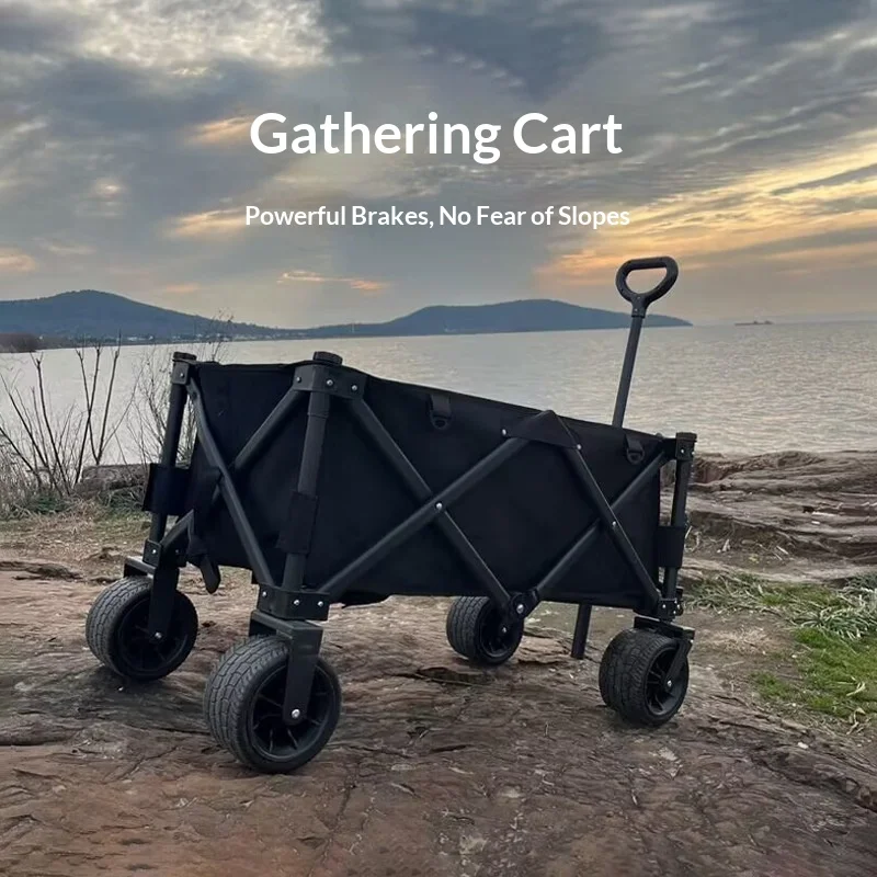 Large-capacity Outdoor Camping Cart Portable Pull-out Trolley Camp Trailer Table Street Vending Picnic Wagon Model Camp Car