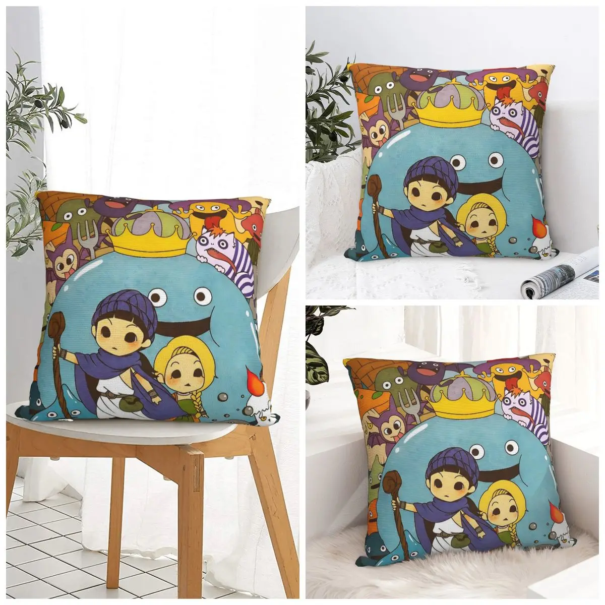 Pillow Case D-Dragon Quest Slime Soft Pillow Cover Retro Trendy Cushion Cover Printed Pillowcases For Sofa Home Decorative