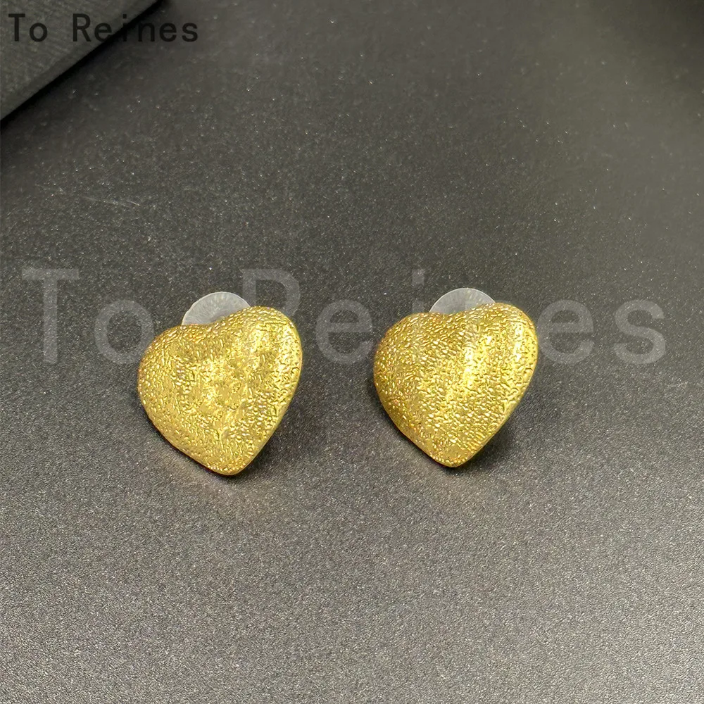 To Renies Luxury Brand Golden Heart shape Pendant Shiny Earrings Woman's Party fashion Jewelry Accessories Valentine's Day Gifts