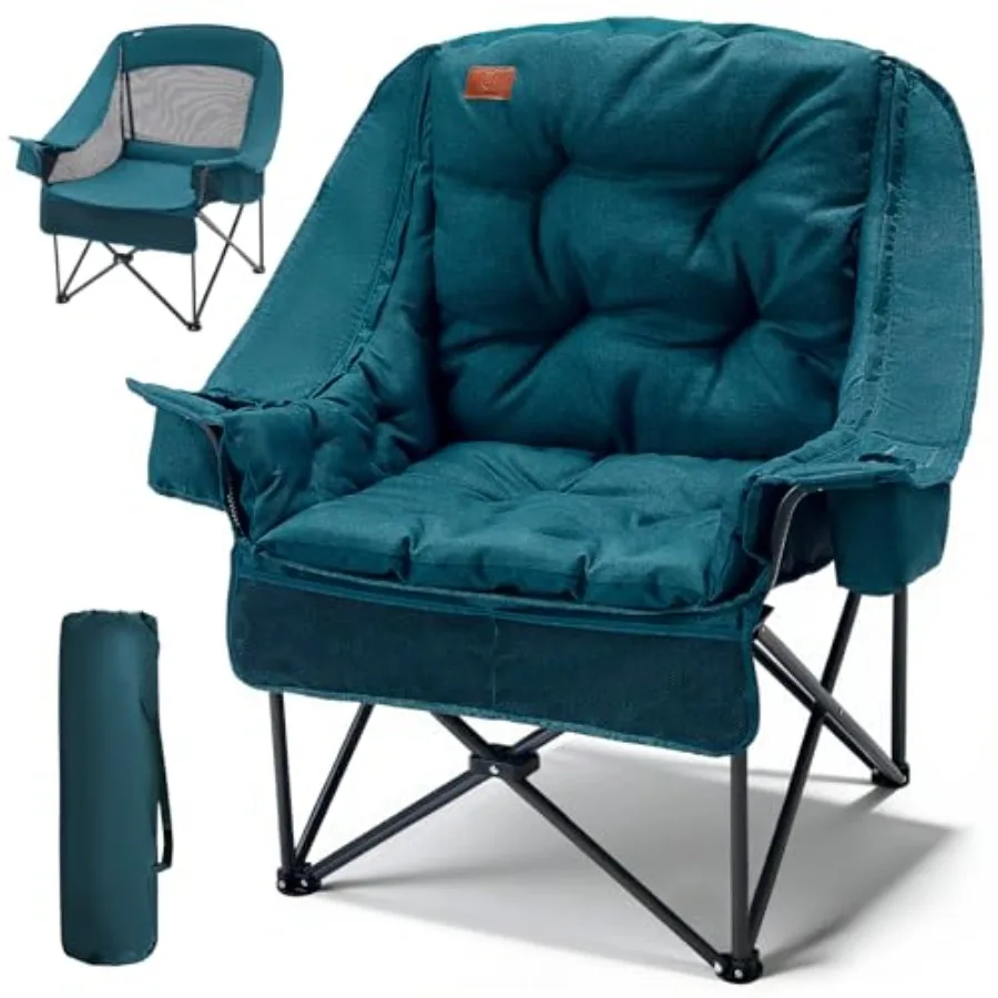 

XL Camping Chair with Detachable Cushion, Mesh Chair for Adults Foldable, Oversized Heavy Duty Folding Chair with Cooler Mesh P