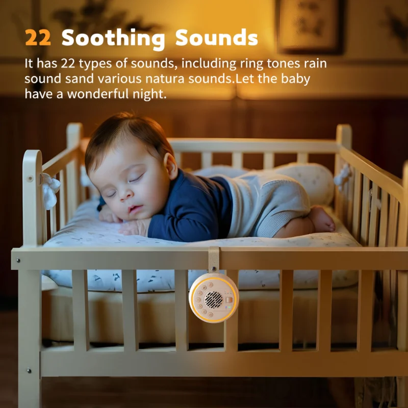 مكبر صوت أبيض مزود بتقنية البلوتوث آلة نوم الطفل ضوء ليلي مدمج 22 صوت مهدئ 30/60/90 مؤقت دقيقة للأطفال والكبار