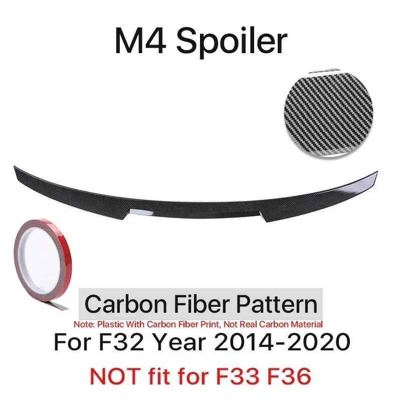 Kofferbak Spoiler Bumper Lip Voor BMW 4-serie F32 F33 F36 Koolstofvezel PSM M4 MP Stijl Vleugel Staart Kit 2014-2020 Glanzend Zwart