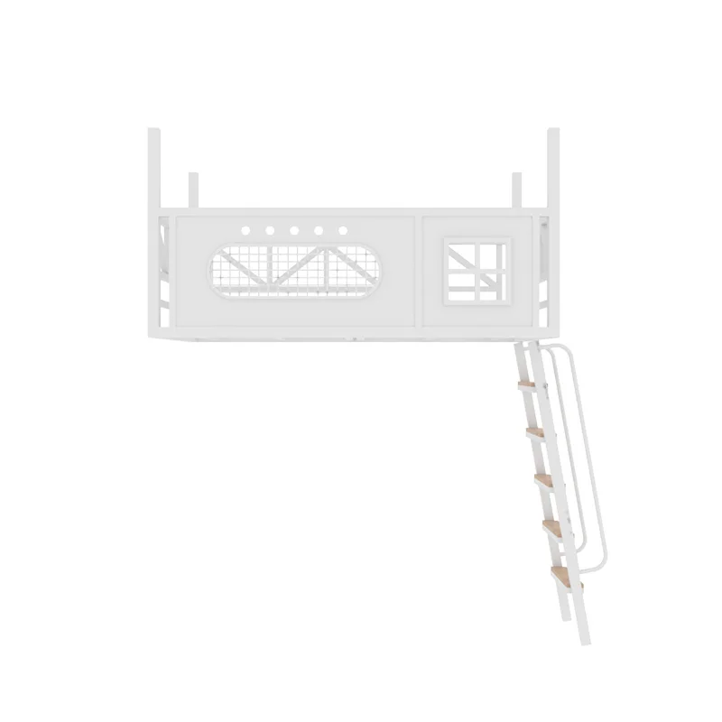 Small apartment wrought iron elevated bed space saving loft top bunk single upper layer hanging ceiling wall bed hammock