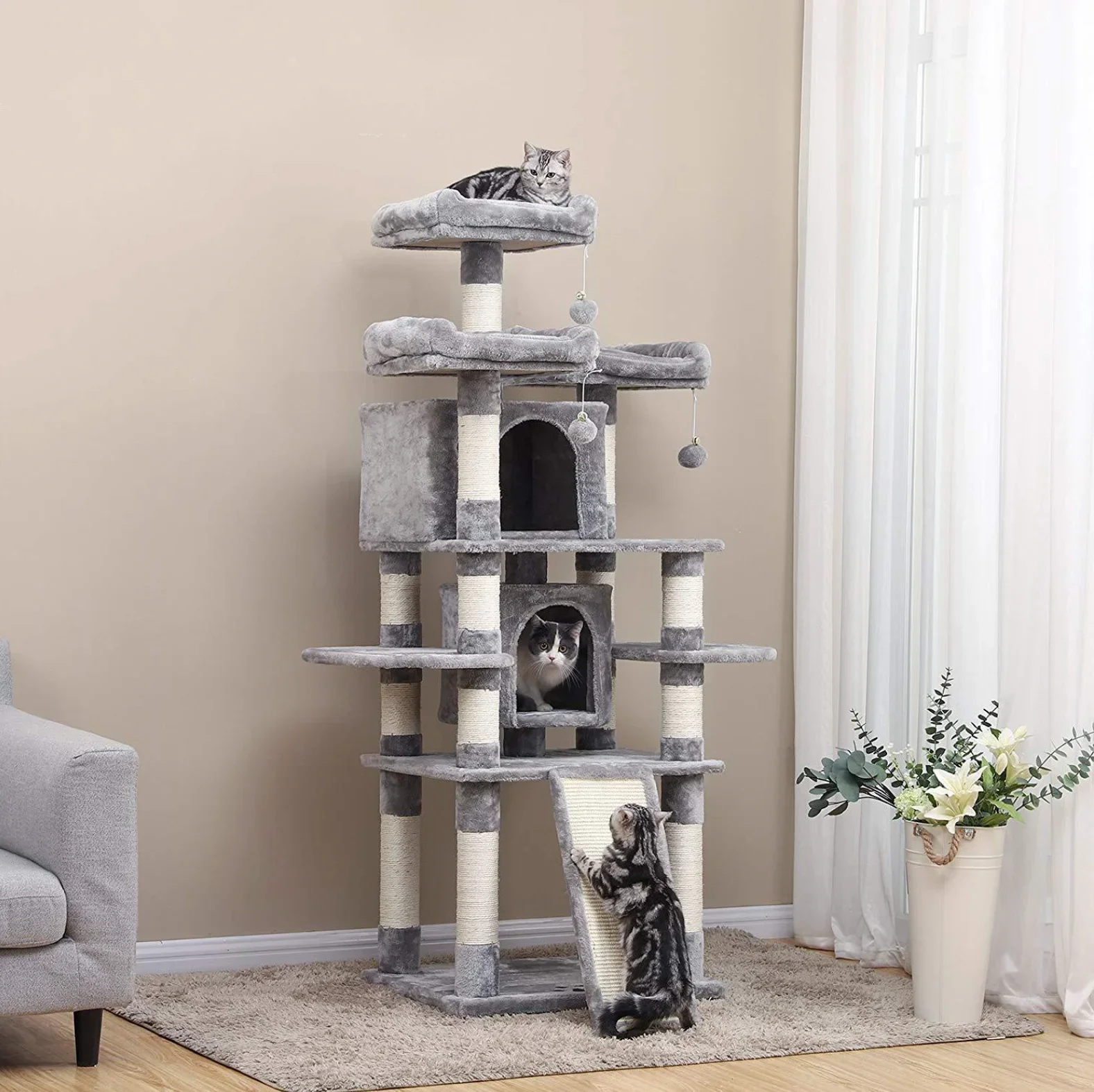 Factory Directly Sale Luxury Cat Climbing Tree Condo Scratching Cat Tower Tree House Pet Cat Tree