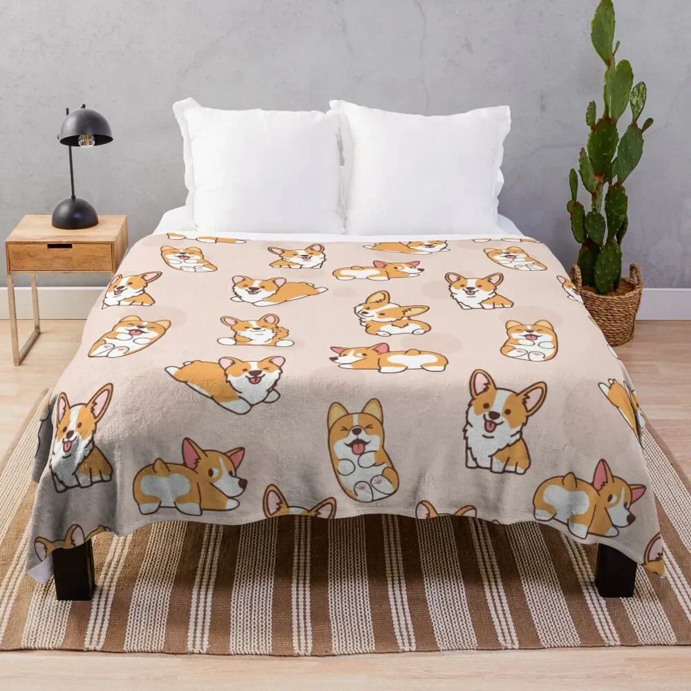 Corgi Puppy Fun Throw Blanket Beach Soft Big Blankets