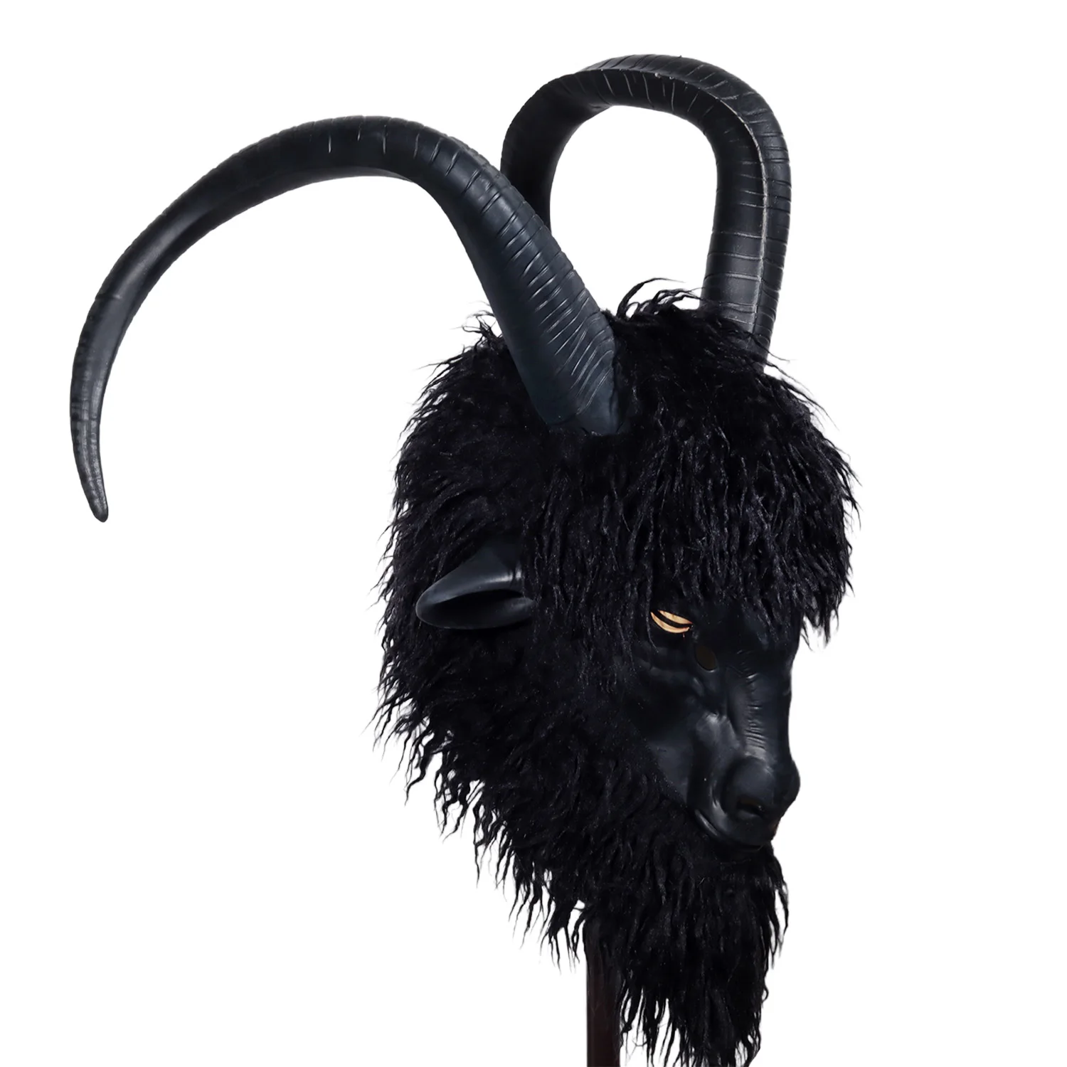 Böse schwarze Phillip-Ziegenmaske, Cosplay, Tierziege mit großen Hörnern, Latexhelm, Halloween, Karneval, Purim, Party, Kostüm-Requisiten