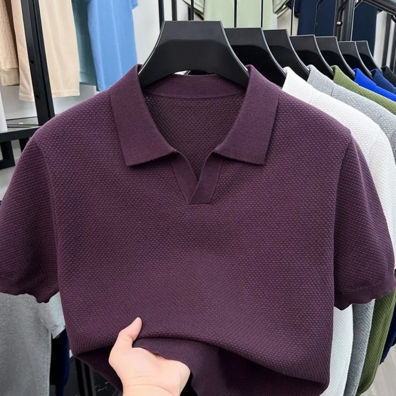 Lightweight Men's Polo Shirts Cotton Short Sleeve Tshirt Solid Color Comfortable Classic Casual