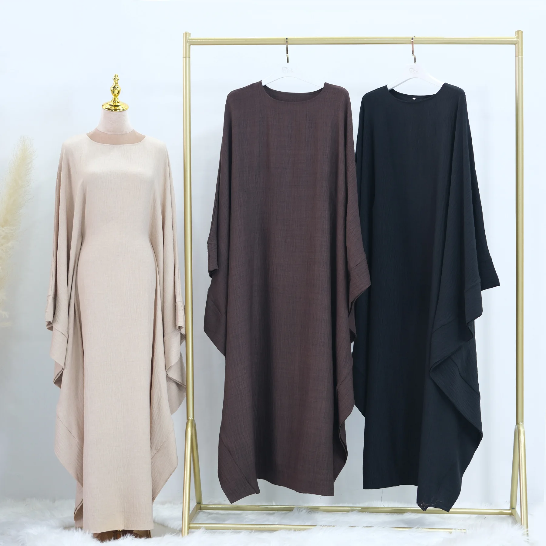 Vestido Abaya Muçulmano para Mulheres, Manga Batwing, Roupas Islâmicas, Dubai, Turquia, Roupa Modesta para Festa Kaftan, Ramadã, Veste Eid Hijab