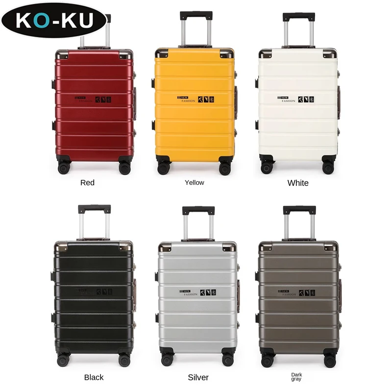 KO-KU High Quality Suitcase Male Aluminium Frame Trolley Case Mute Universal Wheel 20\'\' Cabin Travel Bag 24/26/28 Inch Luggage