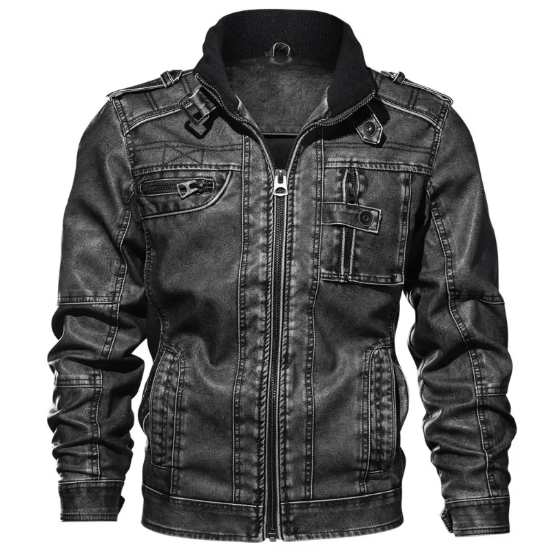 Autumn Winter Brand Leather Jacket Men Vintage Biker PU Coat Causal Motorcycle Jackets Plus Size 8XL 3D Stand Collar Thick Tops