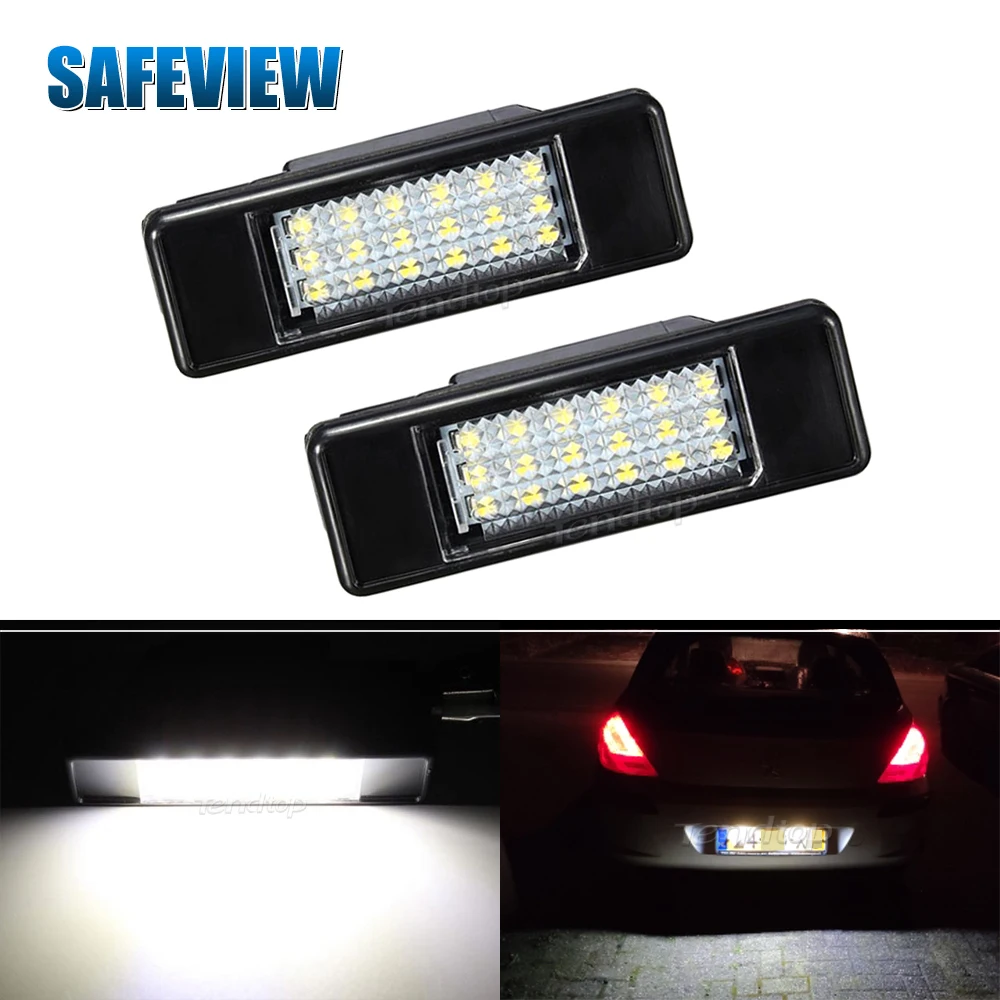 For Peugeot 106 1007 207 307 308 406 407 508 607 For Citroen C2 C3 C5 C6 C8 Car Accessorie LED CANBUS Number License Plate Light