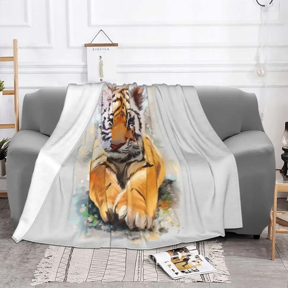 Tiger Baby Tiger Velvet Throw Blankets Animal Lovers Blankets for Bed Car Ultra-Soft Plush Thin Quilt