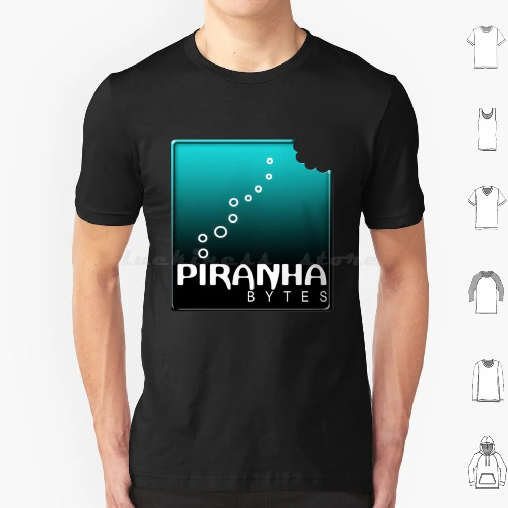 Piranha Bytes T Shirt Men Women Kids 6xl Piranha Bytes Logo Gothic Roleplay Rpg German Videogames Gamer Studio