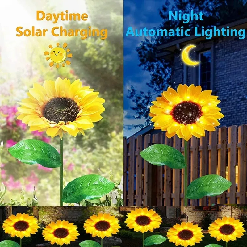 

Simulated Sunflower Solar Intelligent Sensing LED Waterproof Courtyard Wedding Decoration Lover/Thanksgiving Gift Bouquet Lights
