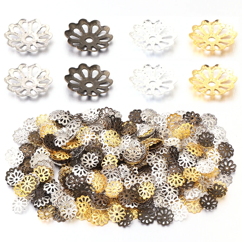 100 teile/los Vintage Metall Hohle Blume Spacer Perlen End Kappen Charms Anhänger Für Diy Schmuck, Die Entdeckungen Zubehör
