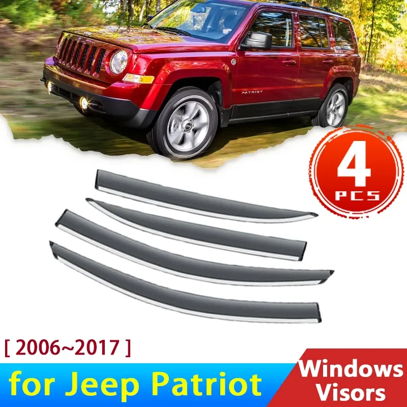 Deflectors For Jeep Patriot 2006~2017 2008 2016 Accessories Car Windows Visors Rain Eyebrow Guard Sun Visor Awning Trim Sticker