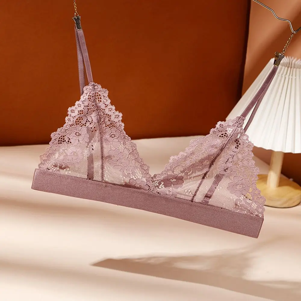Anti Sag Transparent Beauty Back NO Steel Ring Women Intimates Tube Top Flower Lace Bralette Women Bras Triangle Cup