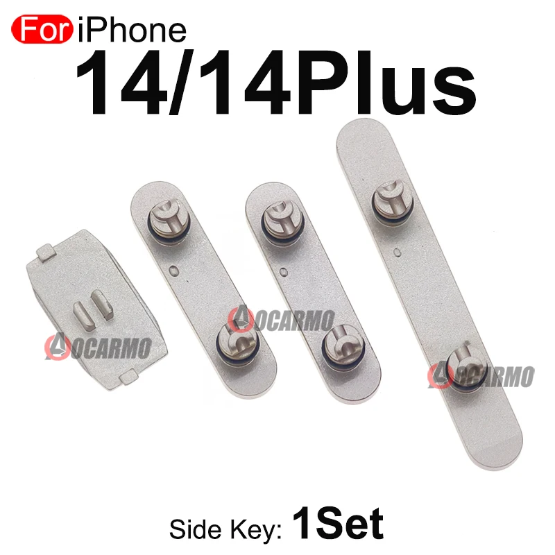 Aocarmo For Apple iPhone 14 / 14p 14 Plus Side Key Power On Off Volume Mute Buttons Replacement Parts Midnight Starlight Blue