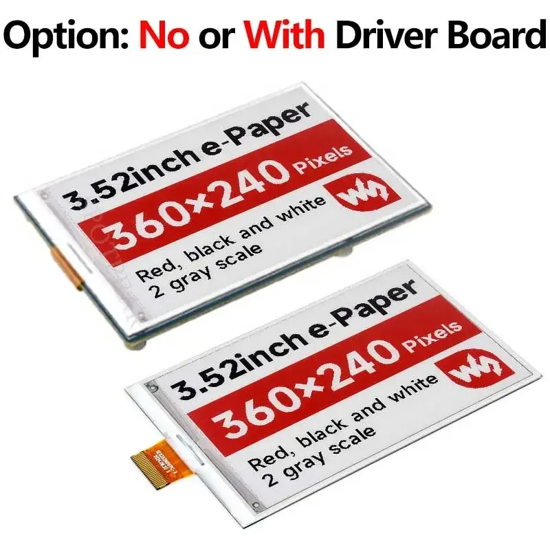E Paper Ink HAT B da 3,52 pollici Opzione: No o con scheda driver Display schermo rosso/nero/bianco per Arduino /Raspberry Pi /Jetson /ST