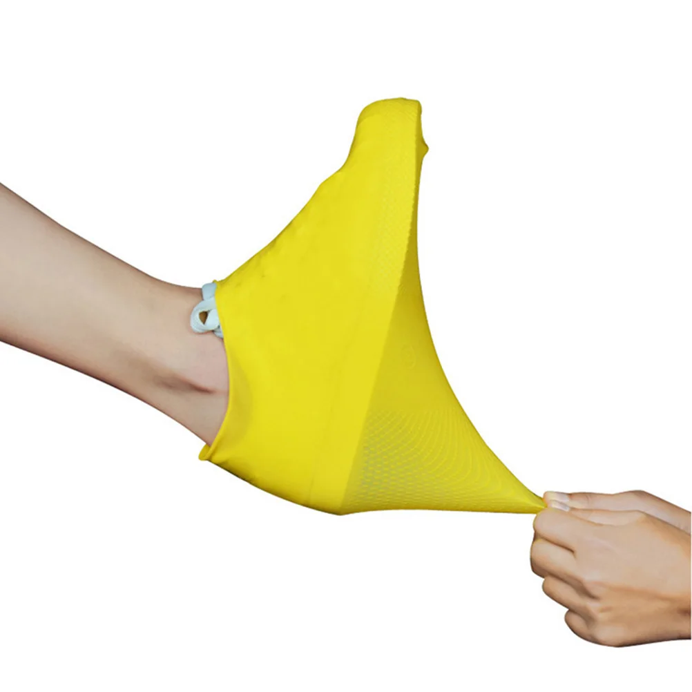 

1Pair Rainproof Shoes Cover Waterproof Latex Shoe Protector Yellow Anti-Skid Shoe Cover for Travel Camping Anti-Skid Overshoes