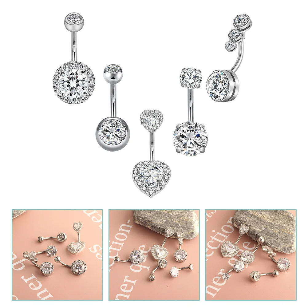 

1Set Belly Rings Rhinestone Navel Jewelry Durable Skin Friendly Belly Button Jewelry for Women Party Night Club