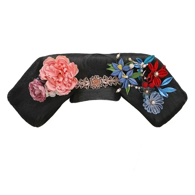 2 Qing Palace Flag Hair Flag Nakrycie głowy Hanfu Props Peruka Torba Kostium Flaga Głowa Włosy Bunch Design Han Hair Bun Antyczny Styl Peruka Bun