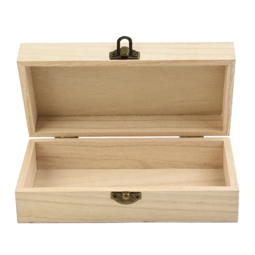 New Rectangular Wooden Storage Box Metal Retro Buckle Sealed Storage Box Clamshell Storage Hand Decoration Wooden Box